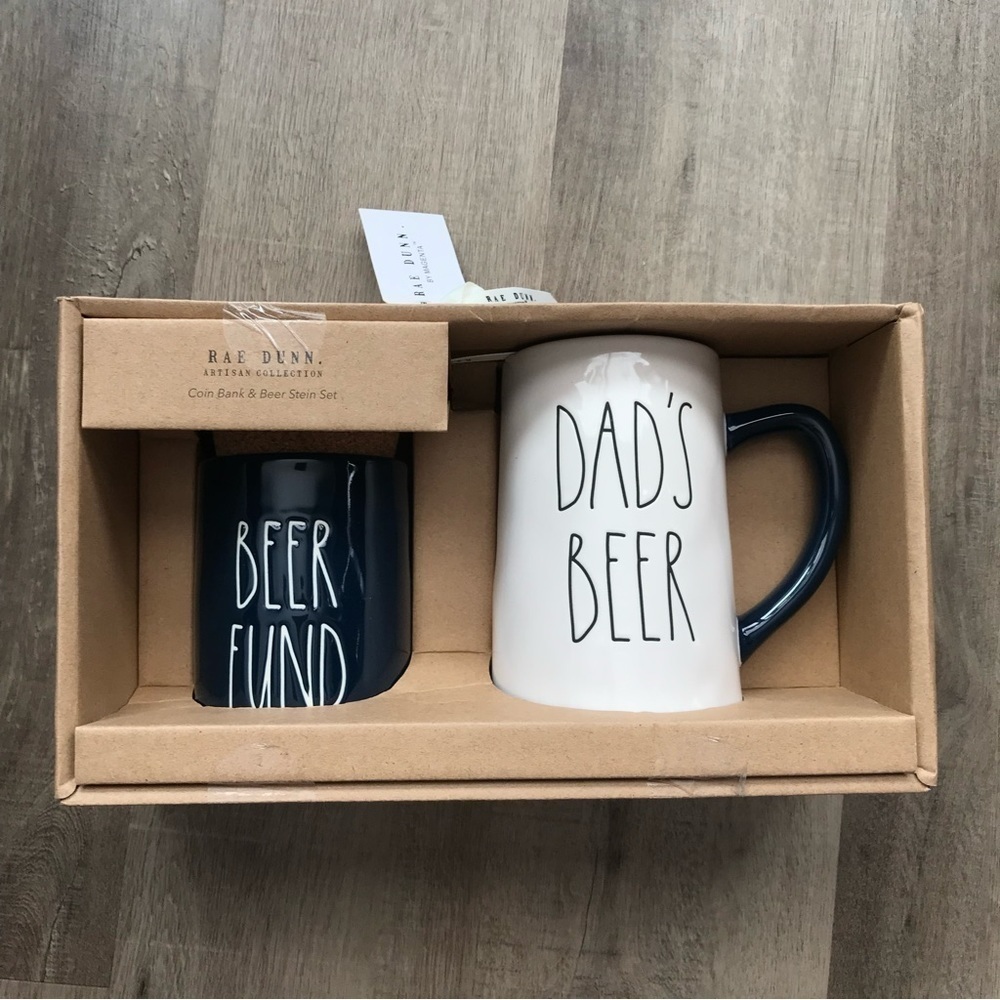 RAE DUNN BEER FUND canister & DADS BEER stein